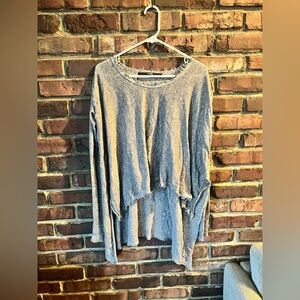 Cut25 Slighty Sheer Cotton Linen Blend Knit Sweater Unfinished Hem Size S